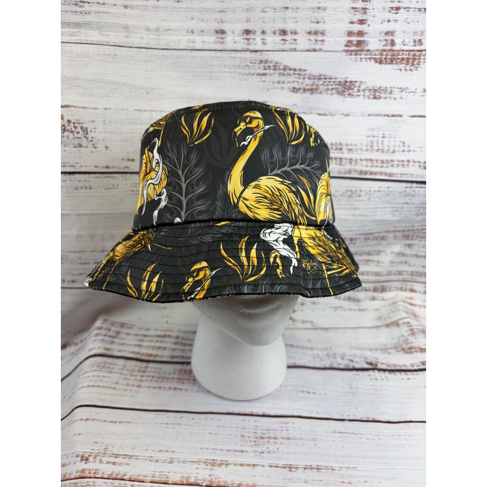 Jeeter Duo Golden Summer Unisex Satin Bucket Hat S/M Flamingo Black Gold
